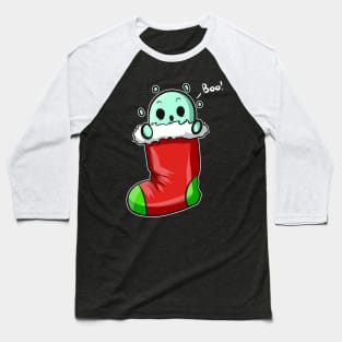 Boo Spirit In Christmas Chimney Sock Christmas Hallowxmas Baseball T-Shirt